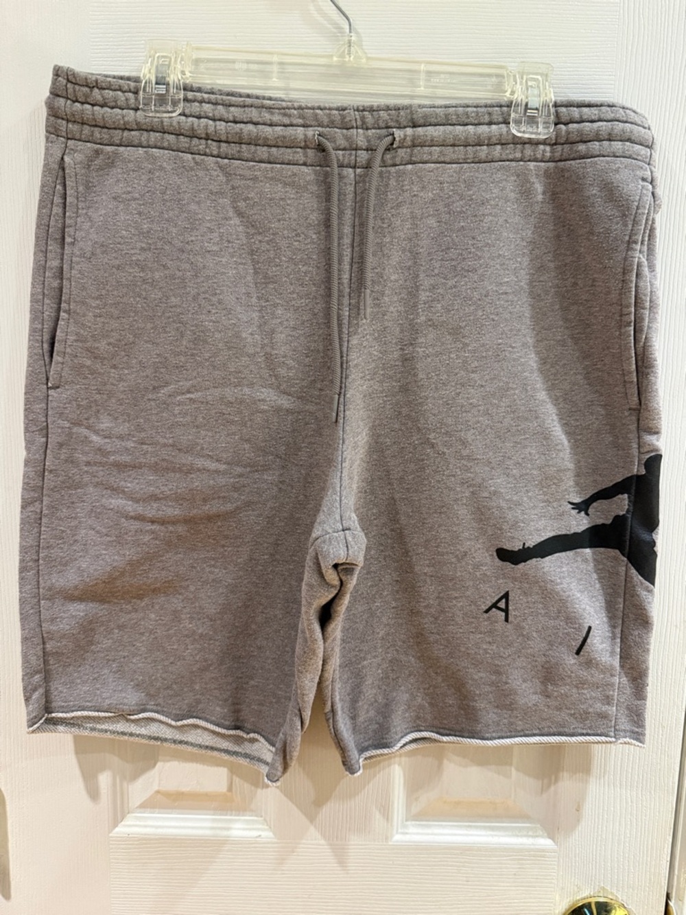 Jordan Men's Gray Athletic Fleece Shorts with Black Jumpman Accent